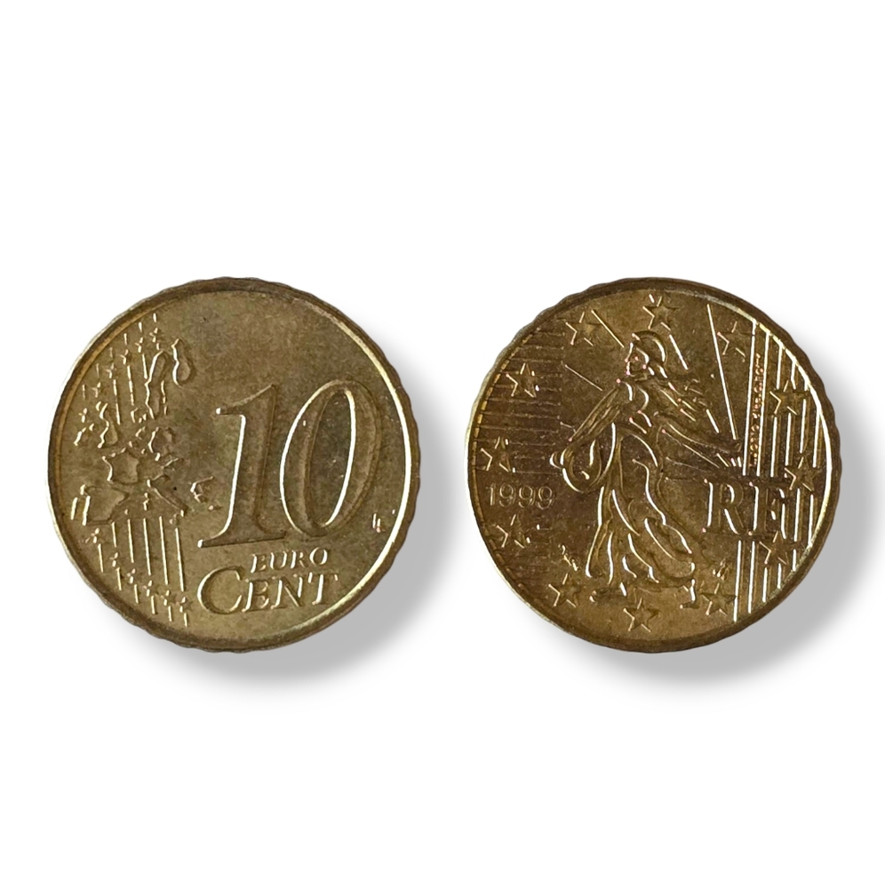 🤔RARE🤔 FRANCE 10 Euro Cent Coin From 1999 Nordic Gold KM# 1285